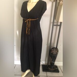 Elegant ALYSI Black Dress with Tan String Ties Size 2